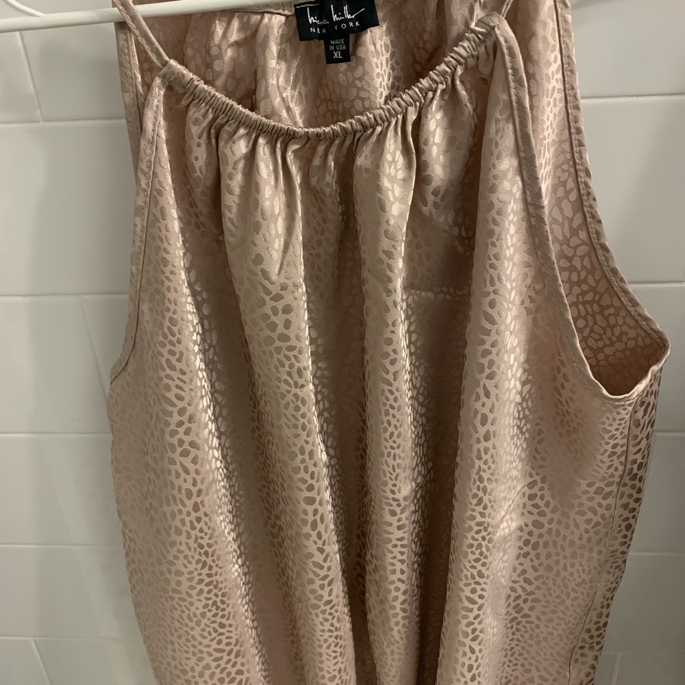Nicole Miller Satin Leopard-Print Tank Top in Light Champagne